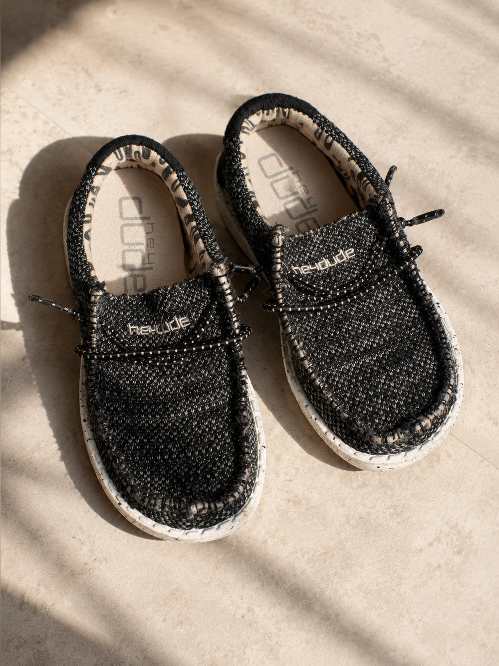 Hey Dude Kids' Black Knit Slip-On Sneakers